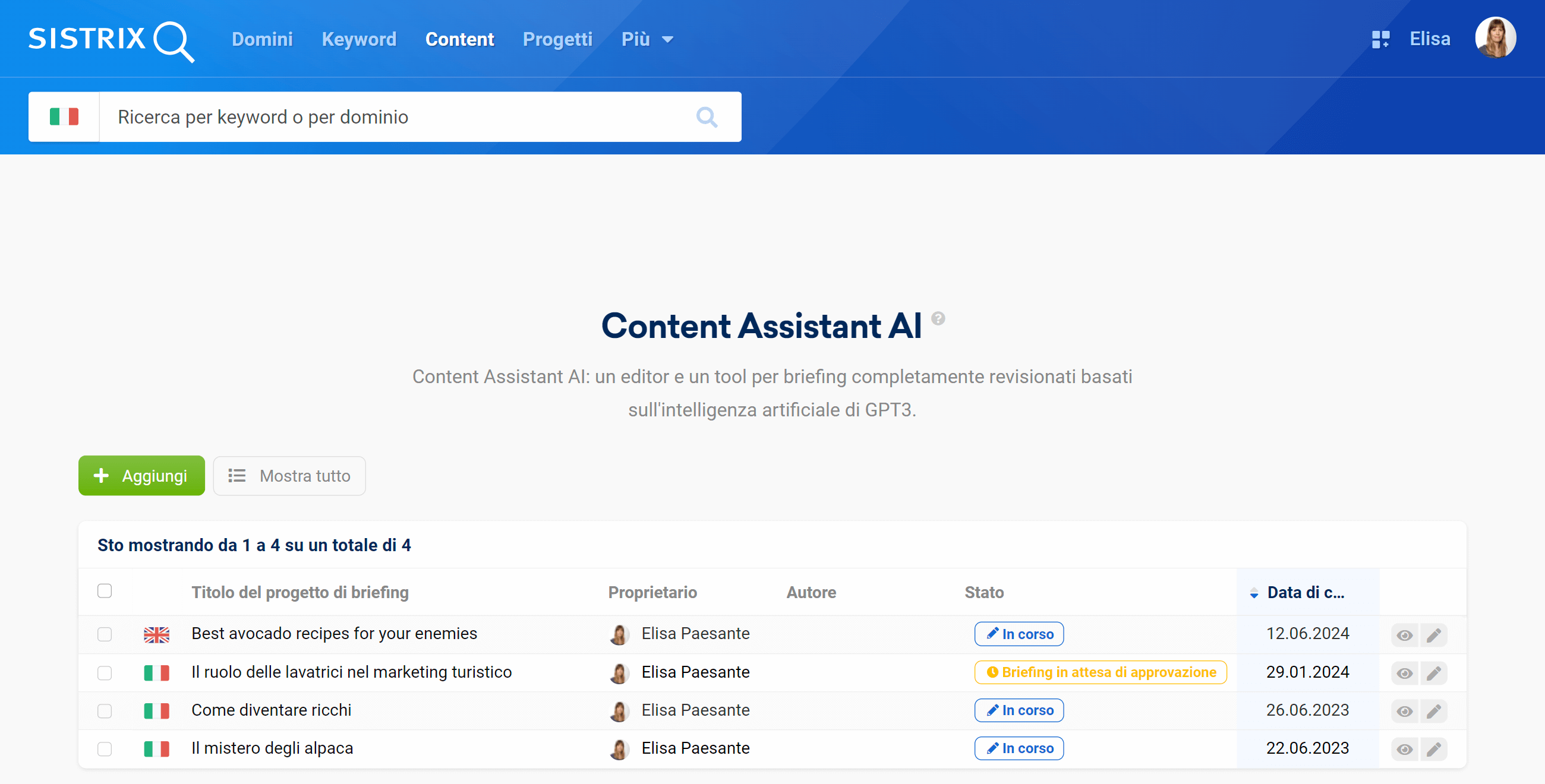 Come cominciare a usare il Content Assistant AI di SISTRIX