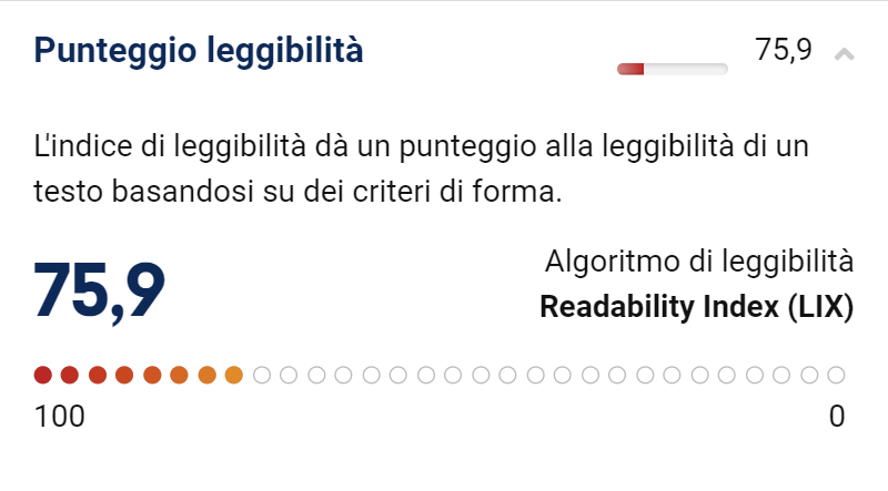 Leggibilità nel Content Assistant AI di SISTRIX